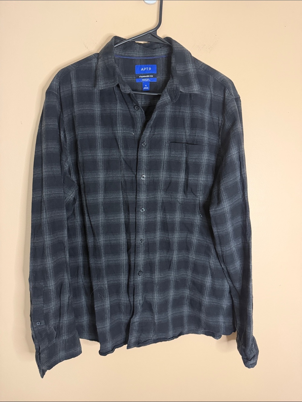 Apt. 9 Men's Charcoal Plaid Button-Down Shirt